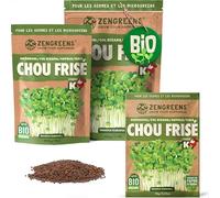 ZenGreens® - Graines à germer de Chou Frisé bio (Brassica oleracea) - pour micro-pousses et germinations faciles en germoir - 10 g