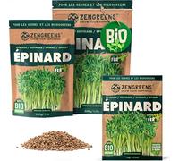 ZenGreens® - Graines de epinard bio - Choisissez entre 10g, 200g et 500g - Graines de epinard avec un taux de germination supérieur à 97% - Microgreens