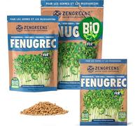 ZenGreens® Graines de fenugrec bio - Choisissez entre 200g et 500g | germes & micro-pousses - pour bocal de germination, plateau et germoir à étages - taux de germination élevé