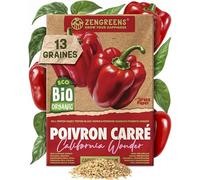 ZenGreens® - Graines de poivron bio - Semences potagères - Graines de légumes pour une culture facile au jardin, sur le balcon ou dans un potager surélevé - California Wonder