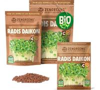 ZenGreens® Graines de radis daikon bio - Choisissez entre 200g et 500g | germes & micro-pousses - pour bocal de germination, plateau et germoir à étages - taux de germination élevé