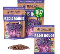 ZenGreens® Graines de radis rouge bio - Choisissez entre 200g et 500g | germes & micro-pousses - pour bocal de germination, plateau et germoir à étages - taux de germination élevé