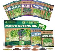 ZenGreens® - Graines germées bio en Kit de 10 - Graines germées - Culture facile en pot ou en terrine - Paquet d'essai - 10 variétés différentes - Microgreens Samen Mix - Lot de 10
