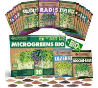 ZenGreens® - Graines germées bio en Kit de 20 - Graines germées - Culture facile en pot ou en terrine - Grand paquet - 20 variétés différentes - Microgreens Samen Mix - Lot de 20