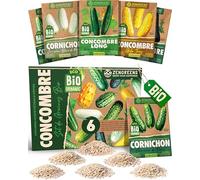 ZenGreens® - Kit de graines de concombre bio - 6 variétés pour une culture facile dans le jardin, sur le balcon ou dans une jardinière surélevée - Semences légumes
