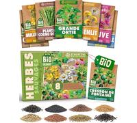 ZenGreens® - Kit de graines de herbes sauvages bio - 8 variétés pour une culture facile dans le jardin, sur le balcon ou dans une jardinière surélevée - Semences légumes