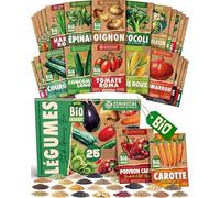 ZenGreens® - Kit de graines de légumes bio - 25 variétés pour une culture facile dans le jardin, sur le balcon ou dans une jardinière surélevée - Semences légumes