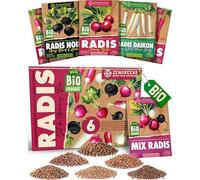 ZenGreens® - Kit de graines de radis & radis d'hiver bio - 6 variétés pour une culture facile dans le jardin, sur le balcon ou dans une jardinière surélevée - Semences légumes