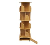 ZENGRICE Étagère à livres, petite étagère rotative, 4 étages, 16 compartiments, avec roulettes, poignées pratiques, sol surélevé, pour salon, balcon, chambre d'enfant, bureau, chambre à coucher