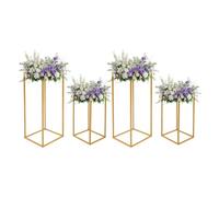 ZENGRICE Lot de 4 supports en fer pour fleurs de mariage Doré | Structure robuste, montage rapide, mariage, anniversaire, réceptions, design à faire soi-même, quatre tailles compactes