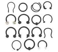 ZENGSING 15 Pièces 16G Anneaux Fer à Cheval en Acier Inoxydable Anneau Nez Piercing Oreille Anneaux Hoop Lèvre Cartilage Helix Tragus Clip On Sourcils Faux Piercing Septum Bijoux Pour Femme (Noir)