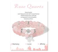 ZENGSING 2 Pièces Bracelet En Pierre Naturelle, Bracelet D'Agate, Bracelet De Pierres PréCieuses, Bracelet éLastique En Pierre Avec Breloques Papillon Pour Femmes Et Fille (rose)