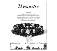 ZENGSING 2 Pièces Bracelet En Pierre Naturelle, Bracelet D'Agate, Bracelet De Pierres PréCieuses, Bracelet éLastique En Pierre Avec Breloques Papillon Pour Femmes Et Fille (noir)