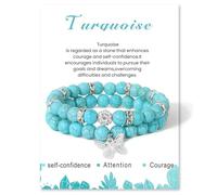 ZENGSING 2 Pièces Bracelet En Pierre Naturelle, Bracelet D'Agate, Bracelet De Pierres PréCieuses, Bracelet éLastique En Pierre Avec Breloques Papillon Pour Femmes Et Fille (bleu)