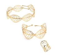 ZENGSING Parures en plaqué or pour femmes Bracelet ouvert en plaqué or Bracelet manchette Boho Bracelet articulé ajustable Déesse Grecque Costume Accessoires Set de bijoux Cadeau (Or B)
