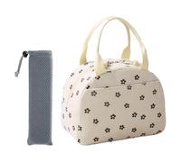 ZENGSING Sac Isotherme Repas, BoîTe à DéJeuner IsoléE Pour Femmes, Pochettes à couverts, Sac Isotherme Repas Bureau En Velours CôTelé Pour éCole Bureau Pique-Nique (Fleur de prunier noir)