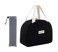 ZENGSING Sac Isotherme Repas, BoîTe à DéJeuner IsoléE Pour Femmes, Pochettes à couverts, Sac Isotherme Repas Bureau En Velours CôTelé Pour éCole Bureau Pique-Nique (Noir)