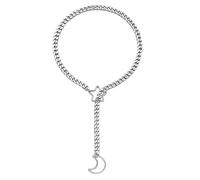 ZENGSING Slip Collier pour Femme Collier en Y Femme Lariat Slip Collier en Or/Noir/Argent Collier Rock Femme Homme Réglable O-ring Collier Choker Réglable (Argent-1)