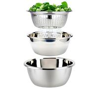 ZENGWARE Bols à Salade Saladiers 18/18 Saladier en Inox Empilable Ensemble de Bols 3 à la Salade avec Couvercle Mélangeurs Emboîtables en Acier Inoxydable Patisserie Bol