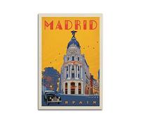 ZENGYL Poster de voyage vintage - Métropole de Madrid - Peinture décorative sur toile - Impression d'art moderne pour chambre à coucher - 50 x 75 cm