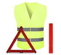 ZenHuaXinTon Ensemble 2en1 de Triangle de Présignalisation pour Voiture/Moto - Triangle de Présignalisation Auto & Gilet de Signalisation avec Réflexion 360°, Triangle de Panne Pliable dans une