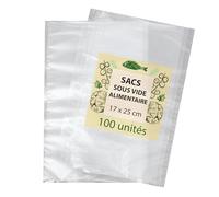 Zenic | Sac Sous Vide Alimentaire | 17x25 Cm | Lot De 100 Pièces Compatibles Avec Toute Machine Sous Vide Domestique | Résistants Réutilisables Adaptés Pour Cuisson Sous Vide