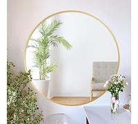ZENIDA Miroir mural, rond, 60 x 60 cm, avec cadre en métal doré de qualité supérieure, design moderne, grand miroir, pour couloir, salle de bain, salon et plus encore
