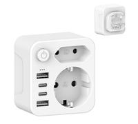 ZENIJUST Adaptateur Prise Anglaise Adaptateur Francais USB 2A &2 C 3.4A, Europe Francaise FR 2 Broches vers GB 3 Broches pour Irlande Royaumeuni Bretagne Écosse, Type G