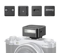 Zeniko ZF08 Mini flash Speedlite en aluminium CCT 6500 K ± 200 K pour appareil photo Canon, Nikon, Sony, Fuji, Leica et autres appareils photo reflex à contact unique Noir