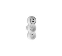 Zenitech - Prise Bolea - 2x16 A + 2 ports USB-A et USB-C - Blanc et gris