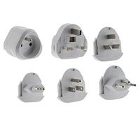 Zenitech - Adaptateurs de Voyage Lot de 6-5 Prises Mâles - Blanc - Compatibilité 100 Pays - Norme CE - Pochette Voyage Offerte - Dimensions Emballage 4.5x24x14 cm
