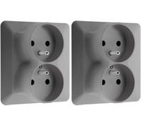 Zenitech Artezo Double Prise 2P+T Monoposte Titanium, Design Moderne, Finition Mate, 16A/250V, Dimensions 86x86mm, Bornes Automatiques, Compatible Boîte d'Encastrement Ø67mm Prof. 40mm (Lot de 2)