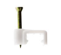 Zenitech - Attaches Plastiques pour Fil Meplat Ø1mm - Lot de 50 avec Clou Spécial Béton - Fixation Facile pour Câbles Électriques - Certification CE - Blanc