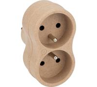 Zenitech, Biplite Recyclée Bioplastique 2x16A Beige, Multiprise Compacte et Ergonomique en Paille de Blé et Polypropylène Recyclé, Design Naturel, Certification GRS, Idéale pour Appareils Énergivores