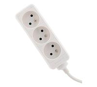 Zenitech - Bloc 3 Prises 16A 2P+T avec Sécurité Enfant - Câble HO5VV-F 3G1mm² 1m - Forme Compacte pour Optimiser Le Rangement - Certifié NF pour Appareils et Luminaires - Blanc - 1m