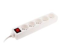 Bloc 5 prises avec interrupteur et fiche extraplate Blanc 1m - NF - Zenitech