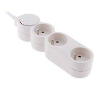 Bloc Home 3 prises 16A 2P+T avec interrupteur et fiche extraplate - Blanc - câble HO5VV-F 3G1 1,5m - Zenitech