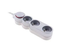 Zenitech - Bloc Home 3 Prises 16A 2P+T avec Interrupteur et fiche extraplate - Silver - 1,5m