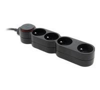 Zenitech - Bloc multiprises Home - 4 prises 16A 2P+T, interrupteur, fiche extraplate - Noir 1,5 m