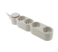 Bloc Home 4 prises 16A 2P+T avec interrupteur et fiche extraplate - Blanc - 3m - Zenitech