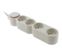 Bloc Home 4 prises 16A 2P+T avec interrupteur et fiche extraplate - Blanc - 3m - Zenitech