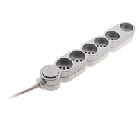 Zenitech - Bloc Home 6 prises 16A 2P+T avec interrupteur et fiche extraplate - Silver - 1,5m