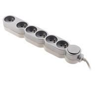 Zenitech - Bloc Home 6 prises 16A 2P+T avec interrupteur et fiche parafoudre - Silver - 1,5m