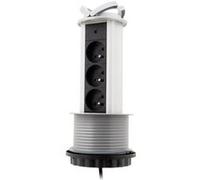 Zenitech - Bloc 3 Prises 16A 2P+T Escamotable Câblé HO5VV-F 3G1 - Prises Cachées pour Optimisation de l'espace - Couvercle et Cadre Décoratif - Gris - 1,60m