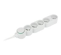 Bloc multiprise Home Green plastique recyclé 5 prises 2P+T - blanc - Zenitech