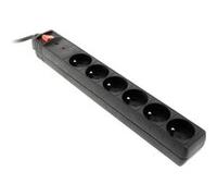 Zenitech - Bloc parafoudre 6x16A + interrupteur 1,4m 3G1,5mm² Noir G