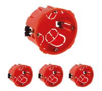 Zenitech - Boîte Placo Ø67 mm P40 mm - Pour Appareillage Électrique à Vis et Griffes - Encastrable dans Murs en Plaque de Plâtre - Haute Résistance au Feu 850° - Vis Incluses - Rouge (Lot de 4)