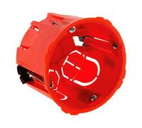 Zenitech - Boîte Placo Ø67 mm P50 mm - Pour Appareillage Électrique à Vis et Griffes - Encastrable dans Murs en Plaque de Plâtre - Haute Résistance au Feu 850° - Vis Incluses - Rouge (Lot de 6)