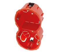Zenitech - Boîte Placo Double Verticale Ø65mm - pour 2 Appareillages à Vis ou à Griffes - Encastrable Plaque de Plâtre - Fixation Vissage - Haute Résistance Feu 850° - Rouge - Profondeur 40mm