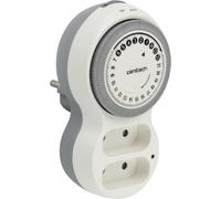 Zenitech - Bolea - Biplite Mécanique avec Minuterie 15 Min - Puissance 2760W - Une Prise Permanente et Une Programmable - Voyant LED - Prises Orientées - Indication Heures Creuses - Blanc